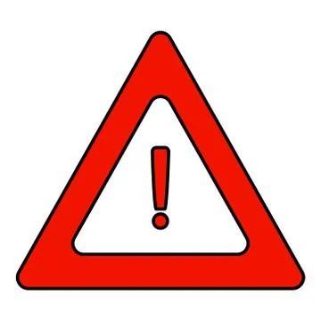 Road triangular warning sign. A triangle icon with an exclamation point. Vector Stock Illustration