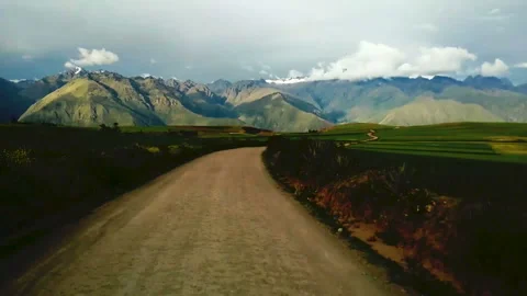 Road trip on a bus around peruviant dirt routes through Cusco Stock Footage 100076739