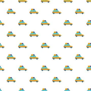 Road trip car pattern with luggage on roof 스톡 일러스트