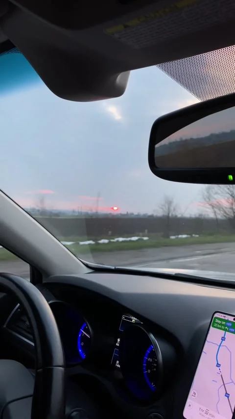 Road trip concept view of sunset above the road Video stock 247071708