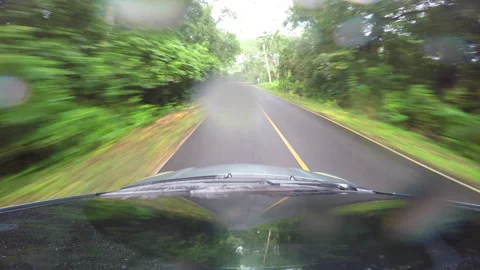 Road trip during raining Stock Footage 287963582