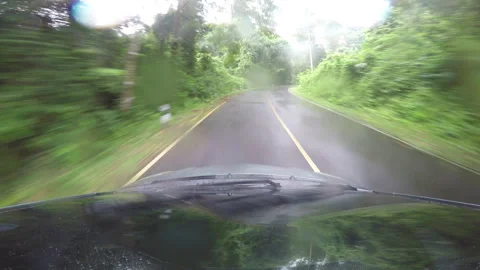 Road trip during raining Stock Footage 289762873
