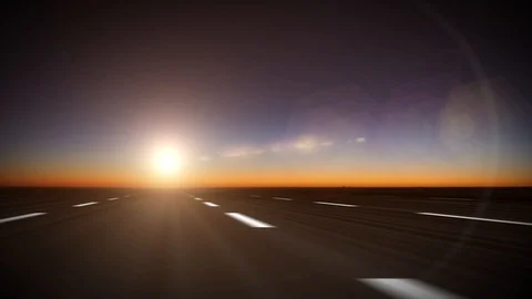 Road Trip On Highway Sunset Background Seamless Loop Video stock 127376034