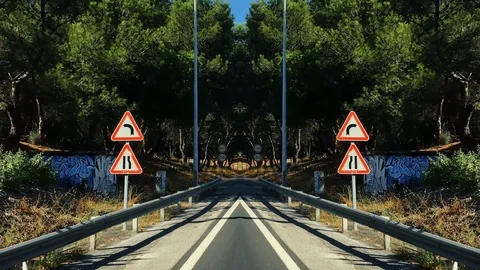 Road Trip Mirror Effect POV Scene Stock Footage 100062939