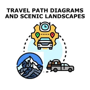 Road trip planning exploring natural landscapes concept Stock Illustration
