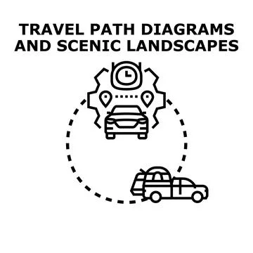 Road trip planning exploring natural landscapes concept Stock Illustration