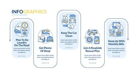 Road trip recommendations rectangle infographic template Stock-Illustration