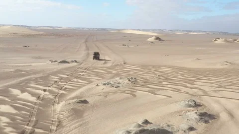 Road Trip Safari through Sand Dunes, Skeleton Coast, Namibia, Africa Stock Footage 104995553