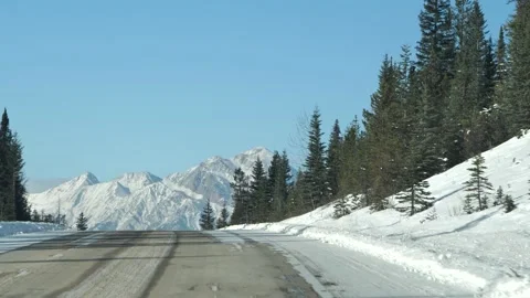 Road Trip Through The Icefields Parkway, Banff National Park, Alberta Stock Footage 197072044