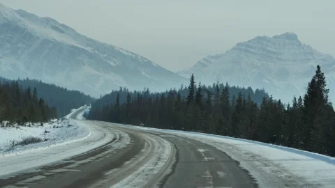 Road Trip Through The Icefields Parkway, Jasper National Park, Alberta Stock Footage 197539800