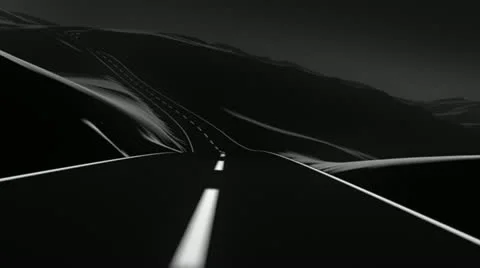 Road trip through the mountains. Black and white, sunset. Stock-Footage 11492590