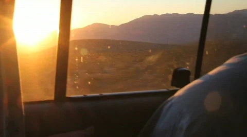 Road Trip in a Van at Sunset Stock Footage 865999