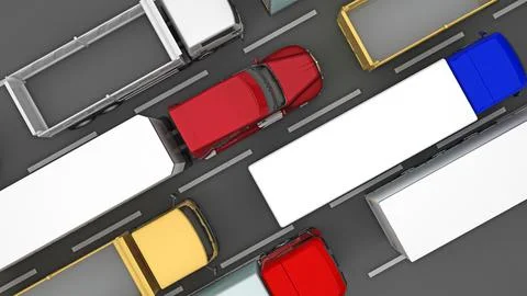 Road with trucks top view Stock Illustration