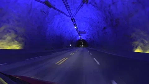 Road tunnel. Blue version. Driving at night. Stock Footage 231604643