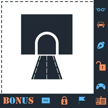 Road tunnel icon flat Stock Illustration