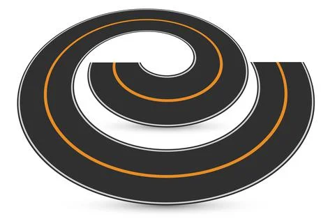 Road turn, empty circular traffic, reversal speedway, swirling road, drifting Stock Illustration