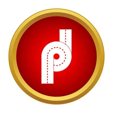 Road turning loop icon in circular red frame Ilustración de archivo