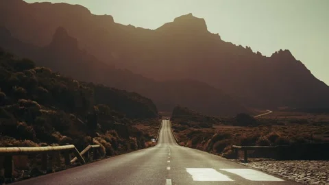 Road under Teide vulcano in Tenerife Stock Footage 334269590