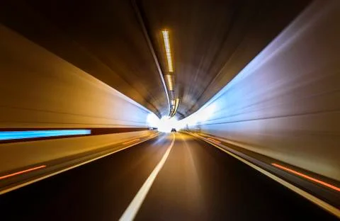 Road in an underground tunnel. Stock Photos