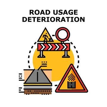 Road usage deterioration concept with signs イラスト素材