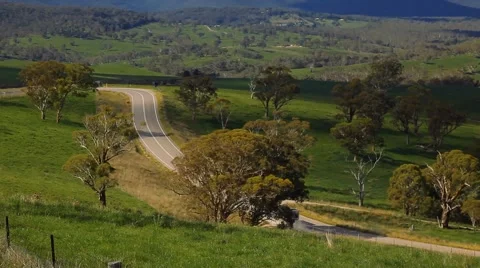 Road in the valley car rides Stock-Footage 42484729