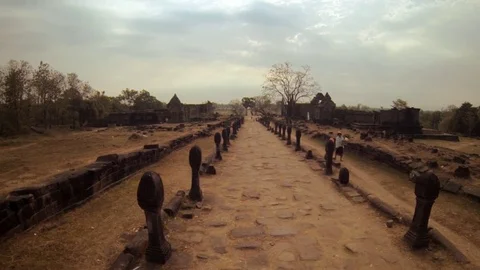 Road at Vat Phou Temple Area in Laos Stock Footage 74202872