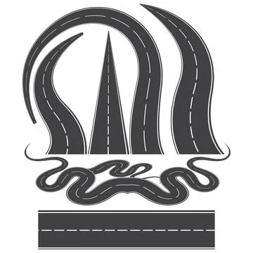 Road vector shape design. Bending curved country road like highway route pa.. Stock Illustration