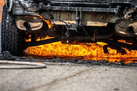 Road Vehicle Fire Stock Photos
