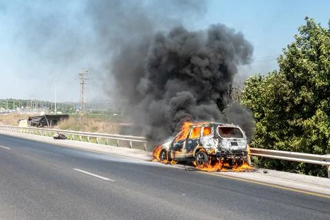 Road Vehicle Fire Stock Photos
