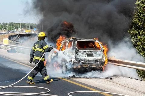 Road Vehicle Fire Stock Photos