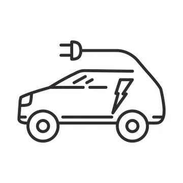 Off-road vehicle icon electric plug . Outline car vector. Stock Illustration