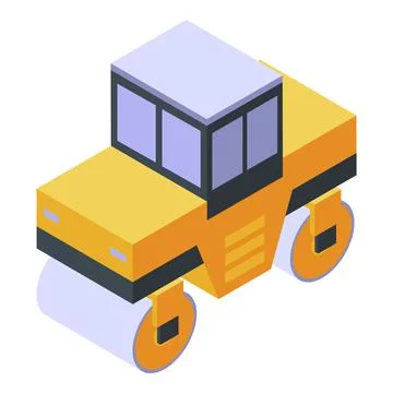 Road vibratory roller icon, isometric style Illustrazione stock