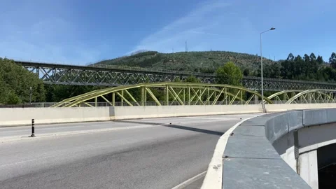 Road view with a bridge on the horizon Video stock 137956334
