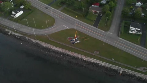 Road view from Drone in Carleton Sur Mer Stock Footage 143167118