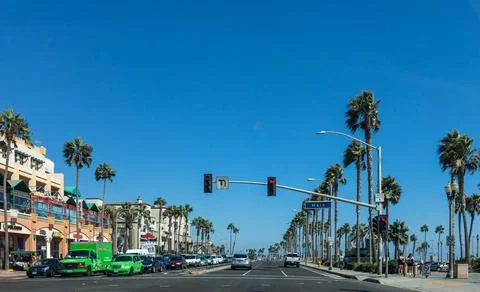 Road view at Huntington Beach California Stock Photos