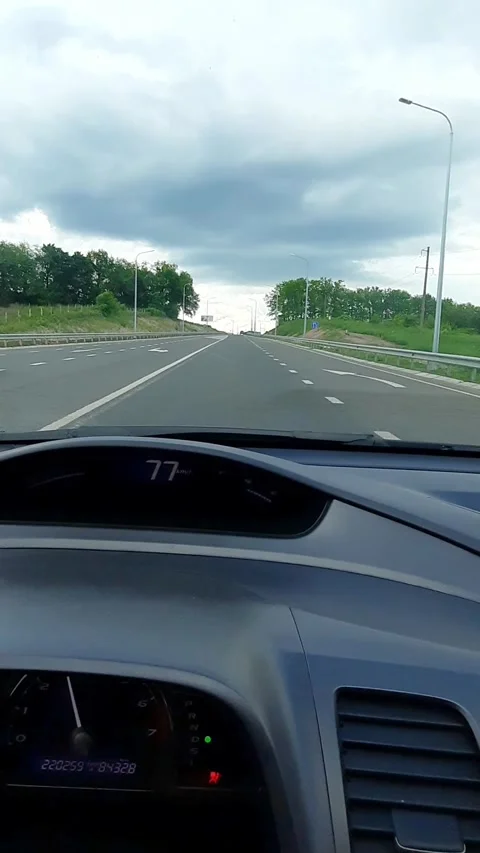 Road. View from a moving car cabin. Stock Footage 255681067