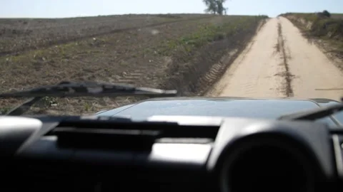 Road view through the windshield of an SUV car. Video stock 141167170