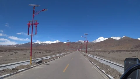 The road to the village of Darchen near Mount Kailash. Tibet Stock Footage 120361253