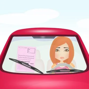 Road violation under the windscreen wiper Illustrazione stock