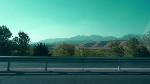 The road is visible from inside the car Stock Footage 251424065