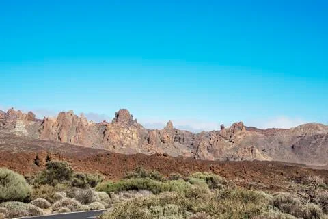 The road to the vulcano de teide Stock Photos