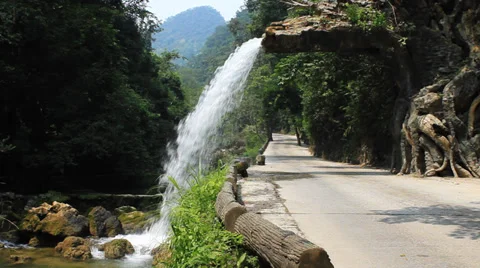 Road waterfall Stock Footage 32235961
