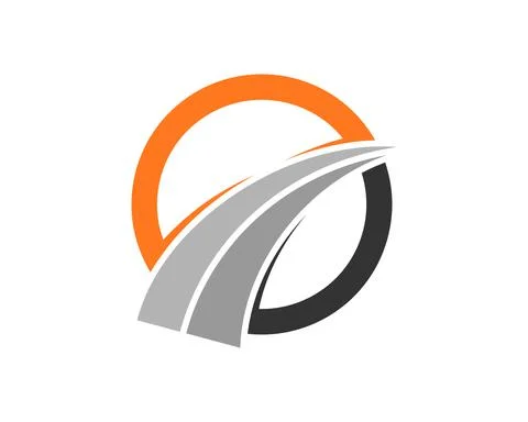 Road way inside the circle logo Stock Illustration