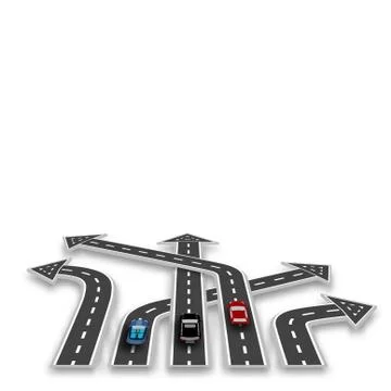 The road with white marking, three-dimensional in perspective in the form of  Stock Illustration