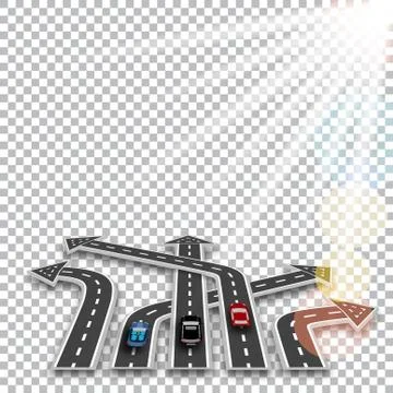 The road with a white marking, three-dimensional in perspective in the form o Stock Illustration