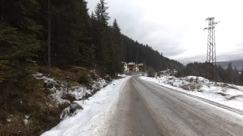 Road in winter forest-not editing Stock Footage 100129592