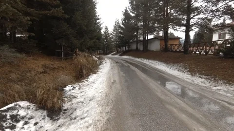 Road in winter forest-not editing Stock Footage 100129651