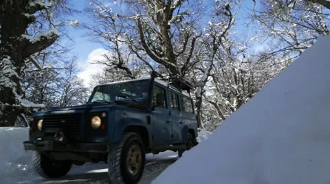 Off road winter forest road Stock Footage 27813095