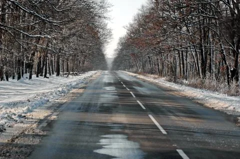 Road in winter Stock Photos