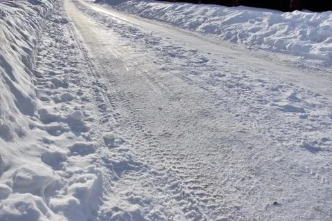 Road winter white trace Stock Photos